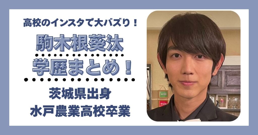駒木根葵汰　学歴　大学　高校　中学校　小学校　偏差値